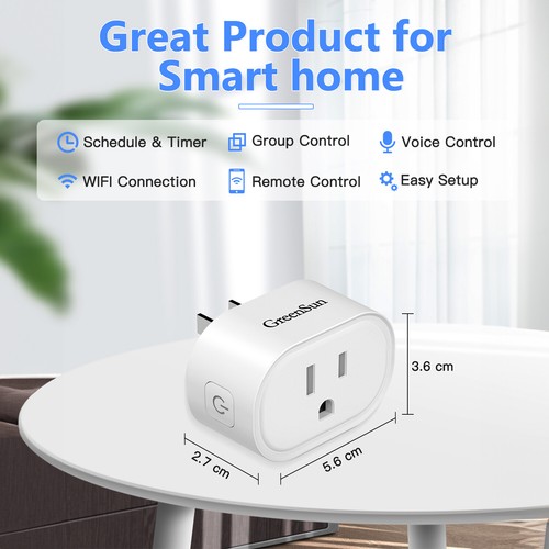 GreenSun WLAN Smart Plug MINI Wireless WiFi Smart Timer Socket Alexa Google Home - Picture 11 of 21