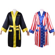 Movie Rocky Cosplay Costume Boxing Suit Satin Pajamas Kids Adult Outfit