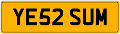 YES TO YE52 SUM SUMMER MATHS TEACHER PRIVATE REGISTRATION CHERISHED NUMBER PLATE