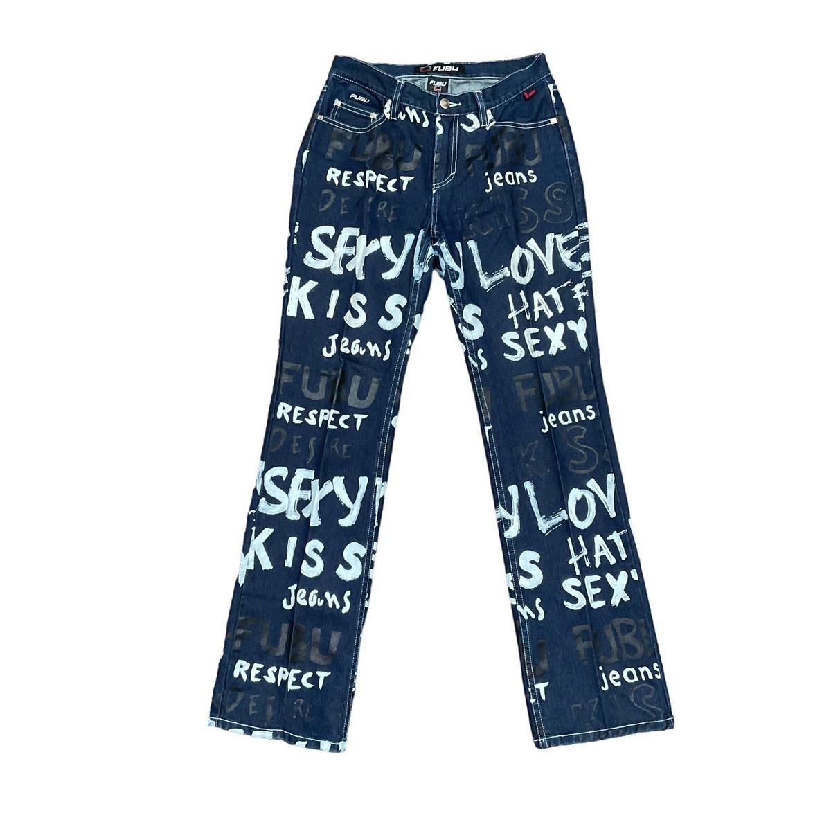 90s FUBU Graffiti Jeans Sexy Hip Hop Boho Statement 90s FUBU Graffiti Jeans Sexy Hip Hop Boho Statement