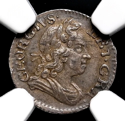 GREAT BRITAIN. George I, Silver Penny 'HIPEX' error, 1720, NGC AU53