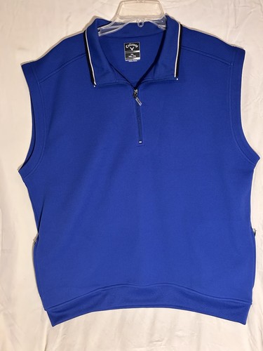 Callaway Golf 1/4 Zip Vest Royal Blue Pullover 2XL Tall Zip Pockets
