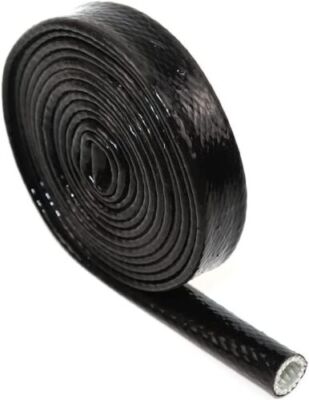 BLACK 13mm ID Heat Shield Fireproof Silicone Rubber Coated Braided Fiberglass