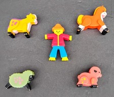 Vintage Lot 5 Fisher Price Baby Mobile Crib Replacement Toy Farm Animals 1970s