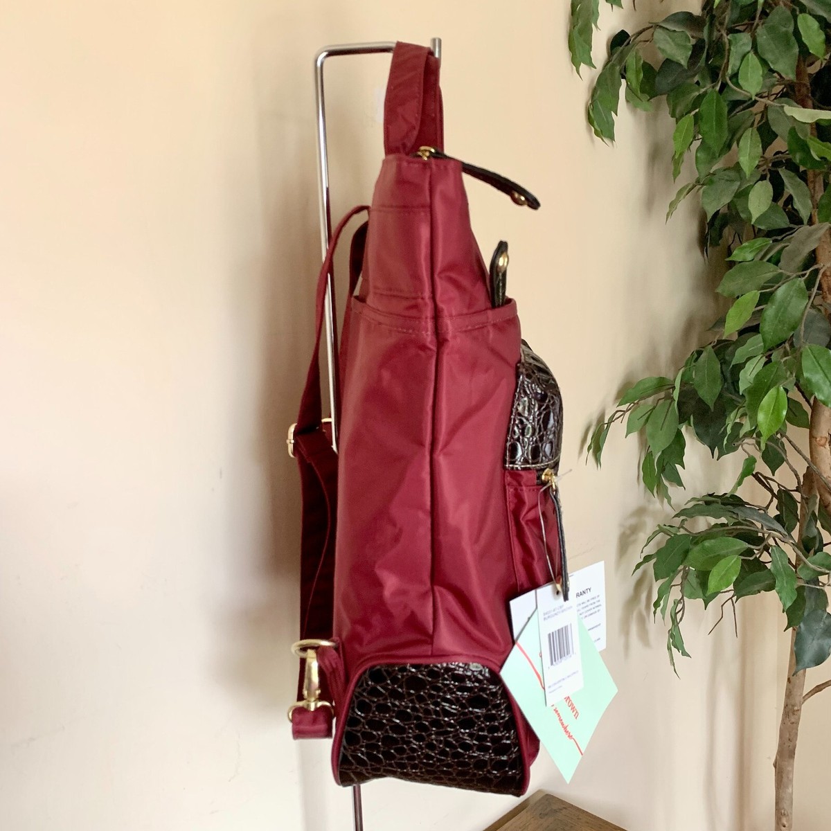 Samantha Brown Burgundy Travel Backpack Laptop Bag Organizer Croc Trim Two Samantha Brown Burgundy Croc | Mercari main image 4