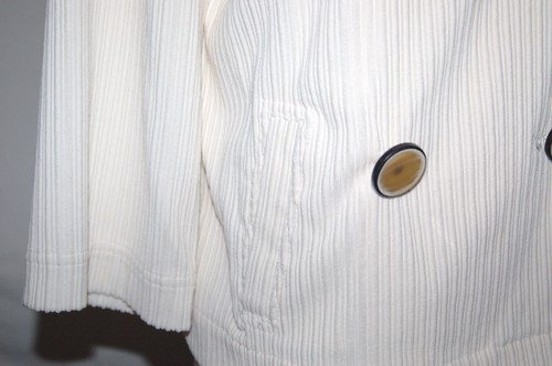YANSI FUGEL 3/4 SLEEVE DOUBLE BREASTED JACKET WHITE CORDUROY - Sz M $298 - Picture 4 of 7