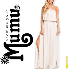 Mumu Bridesmaid Formal Gown Prom Dress Ruffle Top Multi Wear Hacienda Maxi 