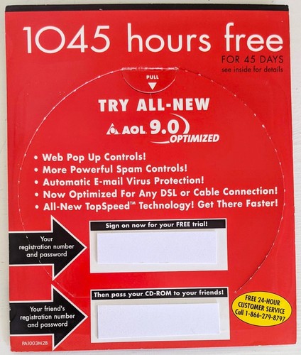 RED & BLACK America Online Collectible / Install Disc, Vintage AOL CD V9.0 - Picture 2 of 2