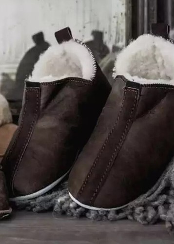 Men's Luxury Sheepskin Bootie Slippers 
