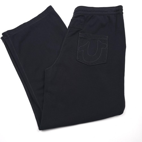 $189 True Religion Big Rick Black Wide Leg Drawstring Sweatpants Mens Size XL