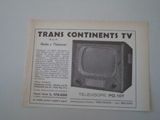 advertising Pubblicità 1955 TELEVISORE TRANS CONTINENTS TV MODELLO PD. 107