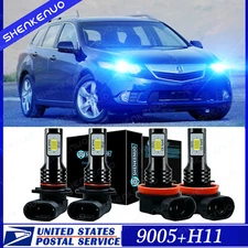 For Acura TSX 2009-2013 2014 - 4X LED DRL Daytime Running Light + Fog Bulb 8000K
