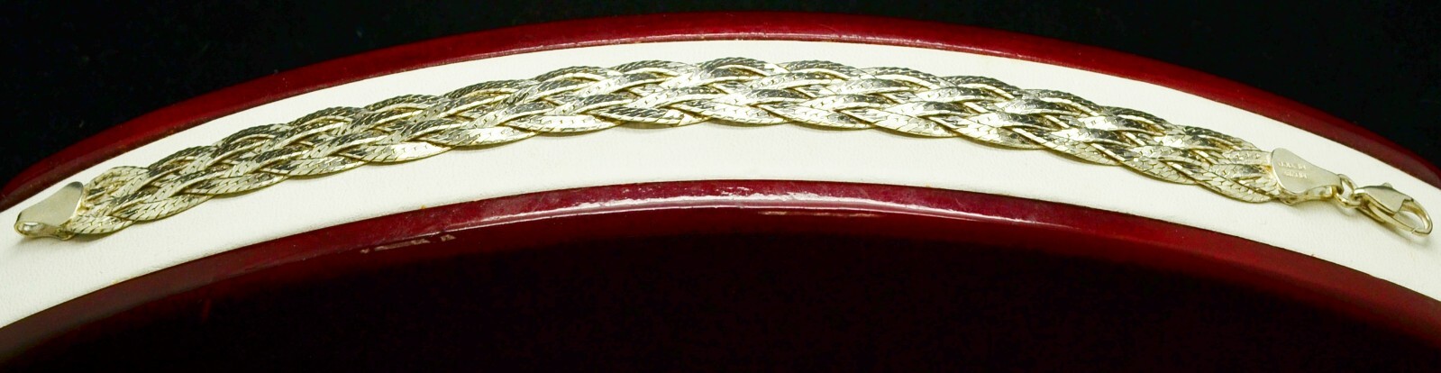 Sterling Silver Thick Braided Chains Bracelet 7.5… - image 1