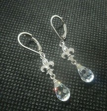 SUPER Art Deco Style Sterling Silver 925 Crystal  & CZ Earrings - locking hoops 