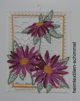 Plauener Spitze ® Fensterbild FrÜHling Fensterdekoration Sonnenhut Sommer Blumen