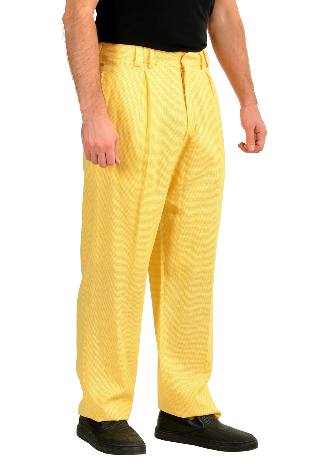 Versace pantalone uomo bicolore a quadri plissettato davanti US 32 IT 48