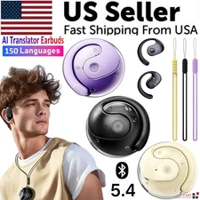 Translator Earbuds 150 Languages Real Time Translation Bluetooth 5.4 Headset US
