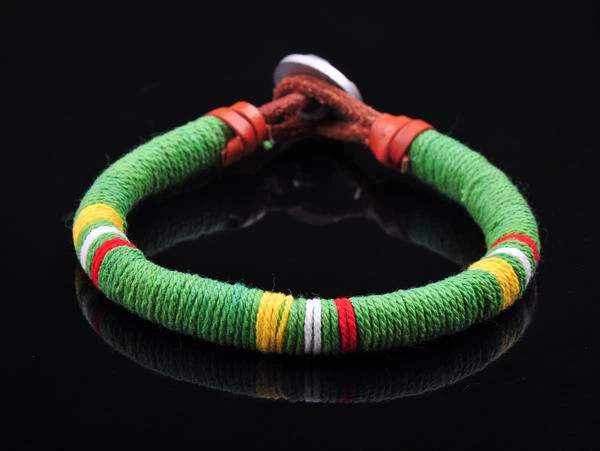 S480 Young Surfer Cotton Wrap Leather Men's Leather Wristband Bracelet Cuff - Image 4 of 4