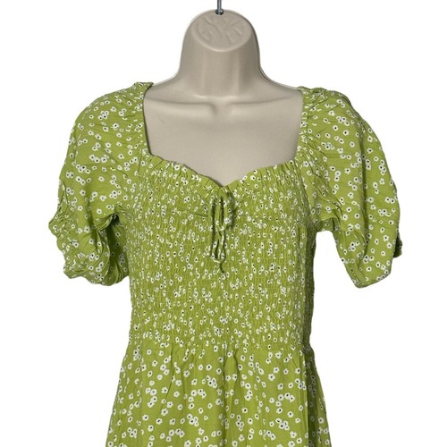 Nuevo con etiquetas Mini Vestido Faithfull The Brand Domenica Estampado Floral Tiare Verde Talla 10 - Imagen 6 de 15