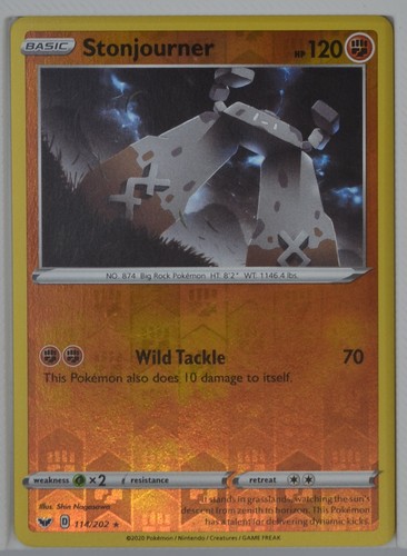 Stonjourner 114/202 Sword & Shield Base Set Reverse Holo Pokemon TCG