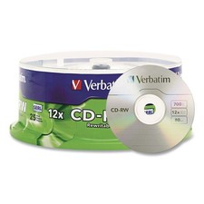 Verbatim 95155 700 MB/80 min 12x CD-RW Rewritable Disc - Silver 25/Pack New
