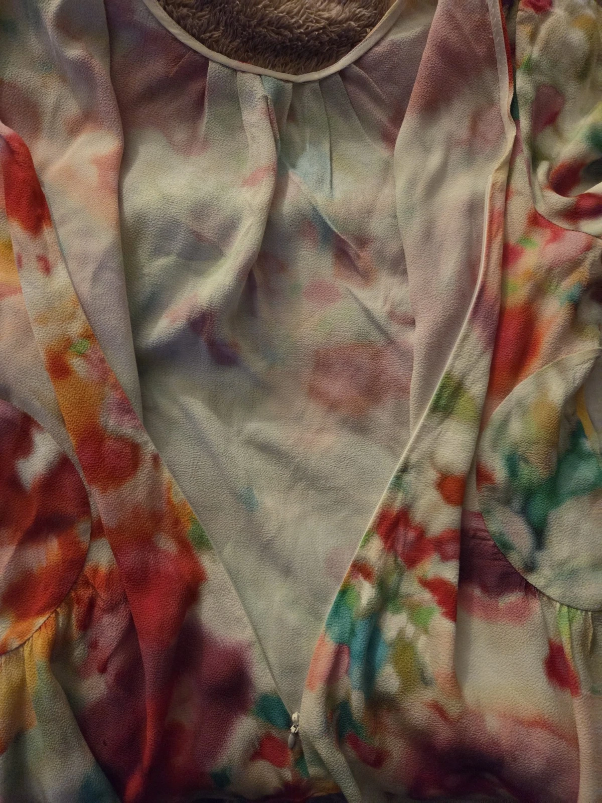 Top blusa Kate Spade taglia 14 rosso stampa floreale viscosa manica corta peplo zip