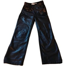 Abercrombie And Fitch The 90s Straight Ultra High Rise Vegan Leather Pants,27/4s