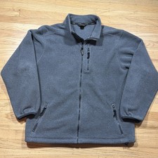 VTG 90S LL BEAN OUTDOORS MENS LT DEEP PILE FLEECE FULL-ZIP GRAY USA MADE RARE