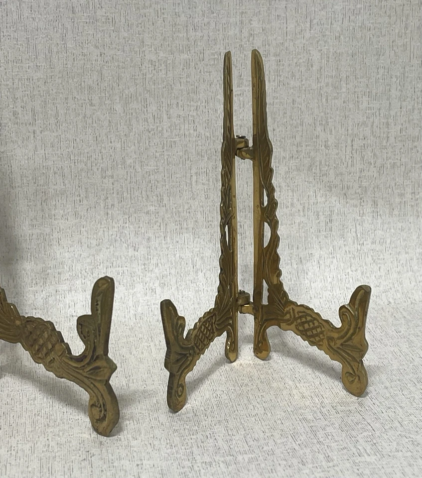 3 soportes de exhibición vintage combinados de 9 7 5 pulgadas caballete de latón arte placa de imagen Foto 2 de 4