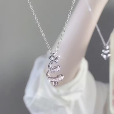 Christmas Rhinestone Alloy Christmas Tree Geometric Necklace Xmas Party Holiday