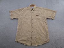 Vintage Y2K Carhartt Short Sleeve Khaki Button Up Shirt S133TNS Workwear Size LT