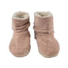 Muk Luks Womens Cozy Knit Bootie Slippers With Faux Fur Lining Pink Medium