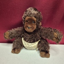 Vintage Dakin Plush 1983 Baby Gorilla Brown Floral Diaper Stuffed Animal Toy