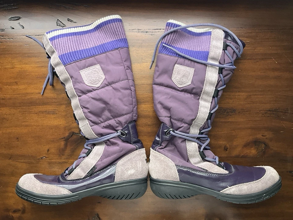 (New)  Vintage Aldo Knee High Women’s Winter Boots Size 9 US EU 39 Purple & Grey - Image 2 of 4