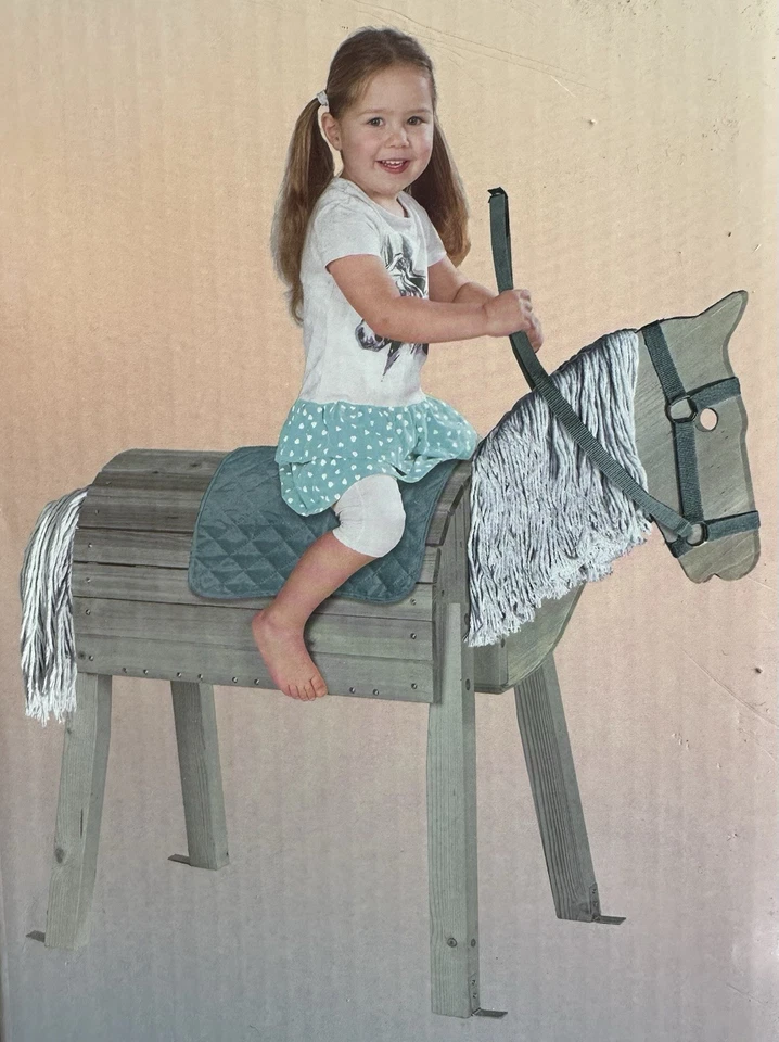 PLAYLAND Holz Pferd Spielzeugpferd inkl. Halfter Zügel Holzpferd 103x50,8x99cm - Bild 2 von 3