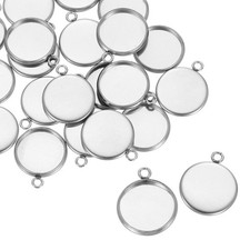 30Pcs 12mm Stainless Steel Cabochons Setting Blank Base Silver