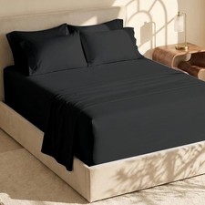 King Size Sheet Set Extra Deep Pocket 18-24 Fits Black 6 Piece Hearth Harbor