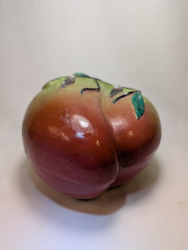Peach Form Altar Fruit Box 19th Century Famille Rose Large - Picture 23 of 24
