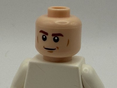 Lego Minifigure Light Flesh HEAD Male Brown Eyebrows Cheek Lines Smile/Angry NEW