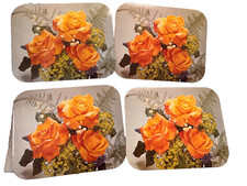 Vintage Retro Kitsch 1950s Placemats Roses Design, Cottage Core, Metal.