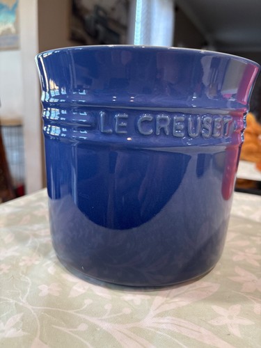 "Cobalt" LE CREUSET 2.75 Quart Large Utensil Crock Stoneware 6" Tall 2.3 L