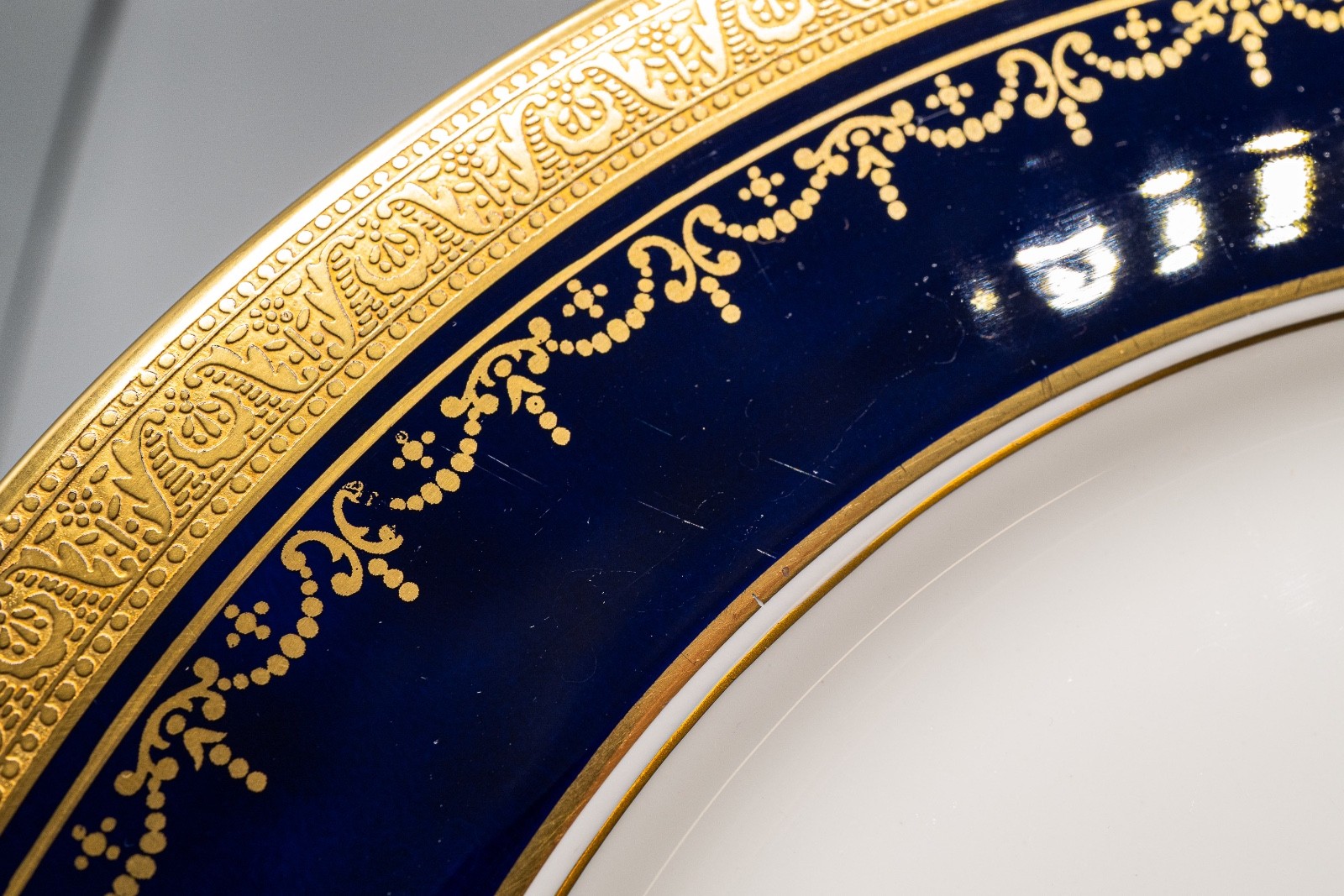 Aynsley Georgian Cobalt Blue Dinner Plates Set of 11 -10 1/2" -FREE USA SHIPPING