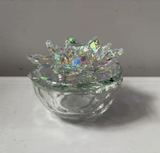 Crystal Flower Covered Trinket Dish
