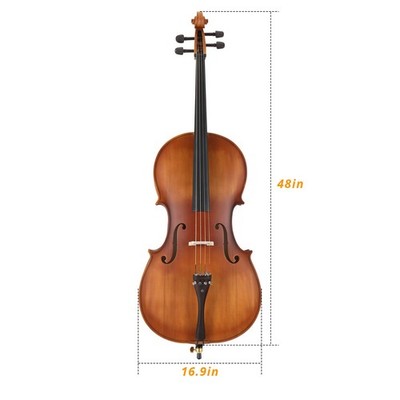  FREE SHIPPING!  Cello w Case/Bag Made of Spruce, Ebony, and Maple +Bow!