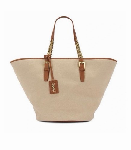 Authentic Saint Laurent Lauren Cabas Tote Bag Desert Dust/Brick Tan New NWT YSL