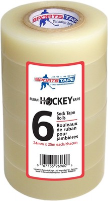 SportsTape Hockey Tape Multipack, Clear, 6 Roll 24 mm x 25 mm, Clear/6 Pack 