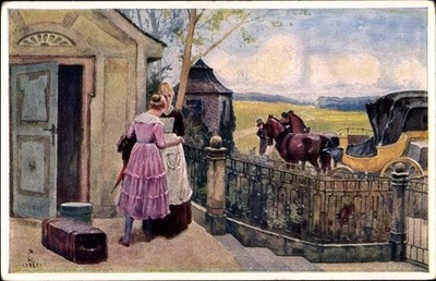 Artist Postcard The Folk Song, Nun ade, Du mein dear Fatherland,... - 2979590