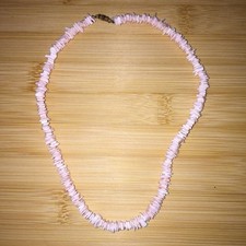 Pink Heishi Puka Shell Choker Necklace Beach Surfer Boho Style Barrel Clasp