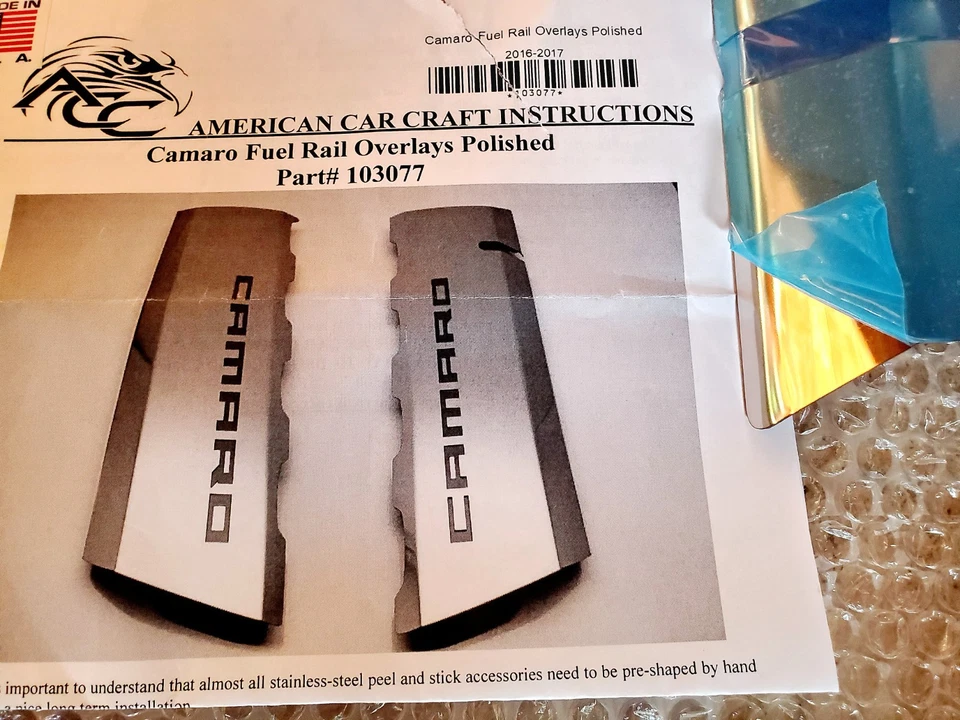 NUEVO JUEGO CAMARO DE CUBIERTAS PULIDAS PARA RIELES DE COMBUSTIBLE SS, 2016-2019 Camaro SS V8  Foto 2 de 4