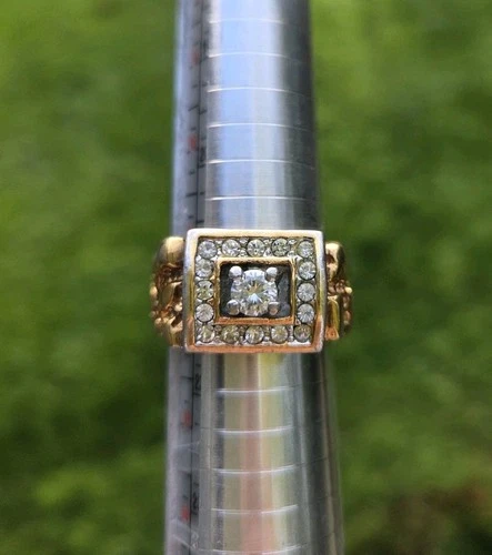 Vintage 60s Mens Gold Electroplate Nugget Ring Size 11.5 Large Thick